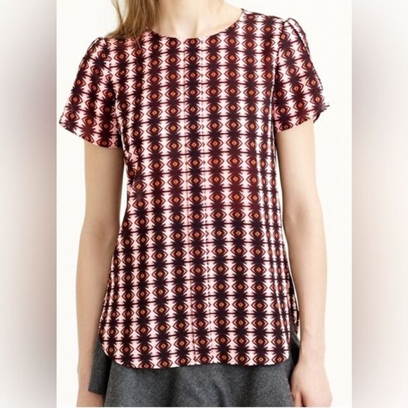 J. Crew women size 4 petal sleeve top shadow diamond - Picture 1 of 7